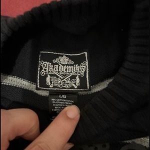 Akademiks Mens Large Black Stripe Long Sleeve Pullover Sweater Shirt W148.